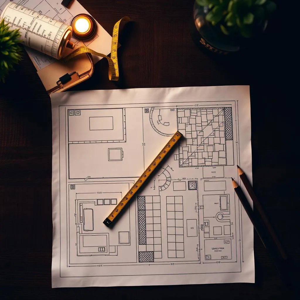 Outdoor construction project scope and drainage plan